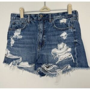 American Eagle Womens Denim Cotton Distressed High‎ Rise Comfort Shorts Size 6